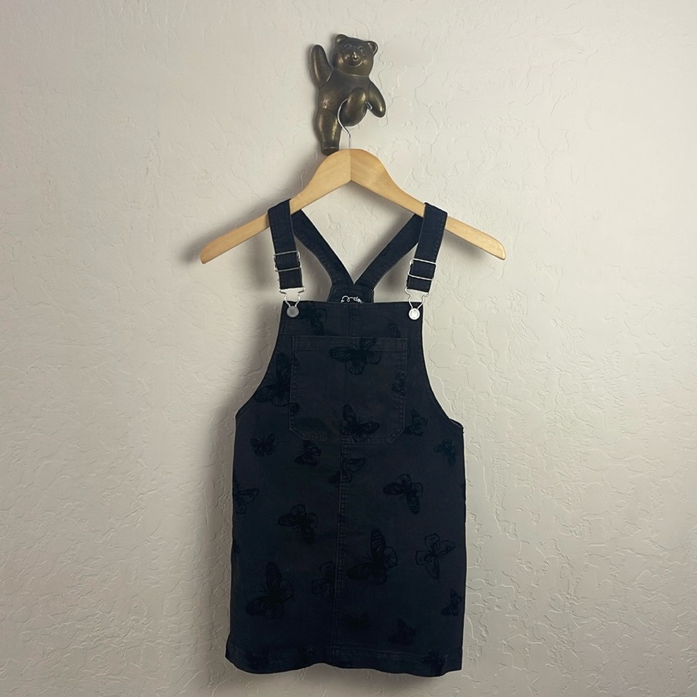 Art Class Black denim overall dress black with velvet butterflies girls medium